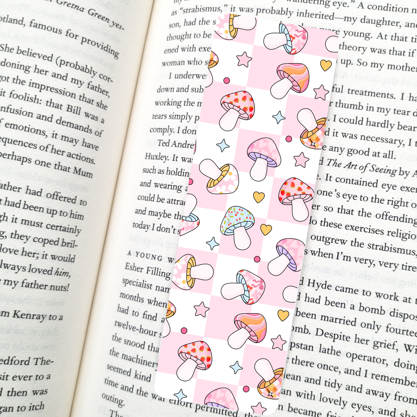 Retro Mushroom Soft Matte Laminated Bookmark