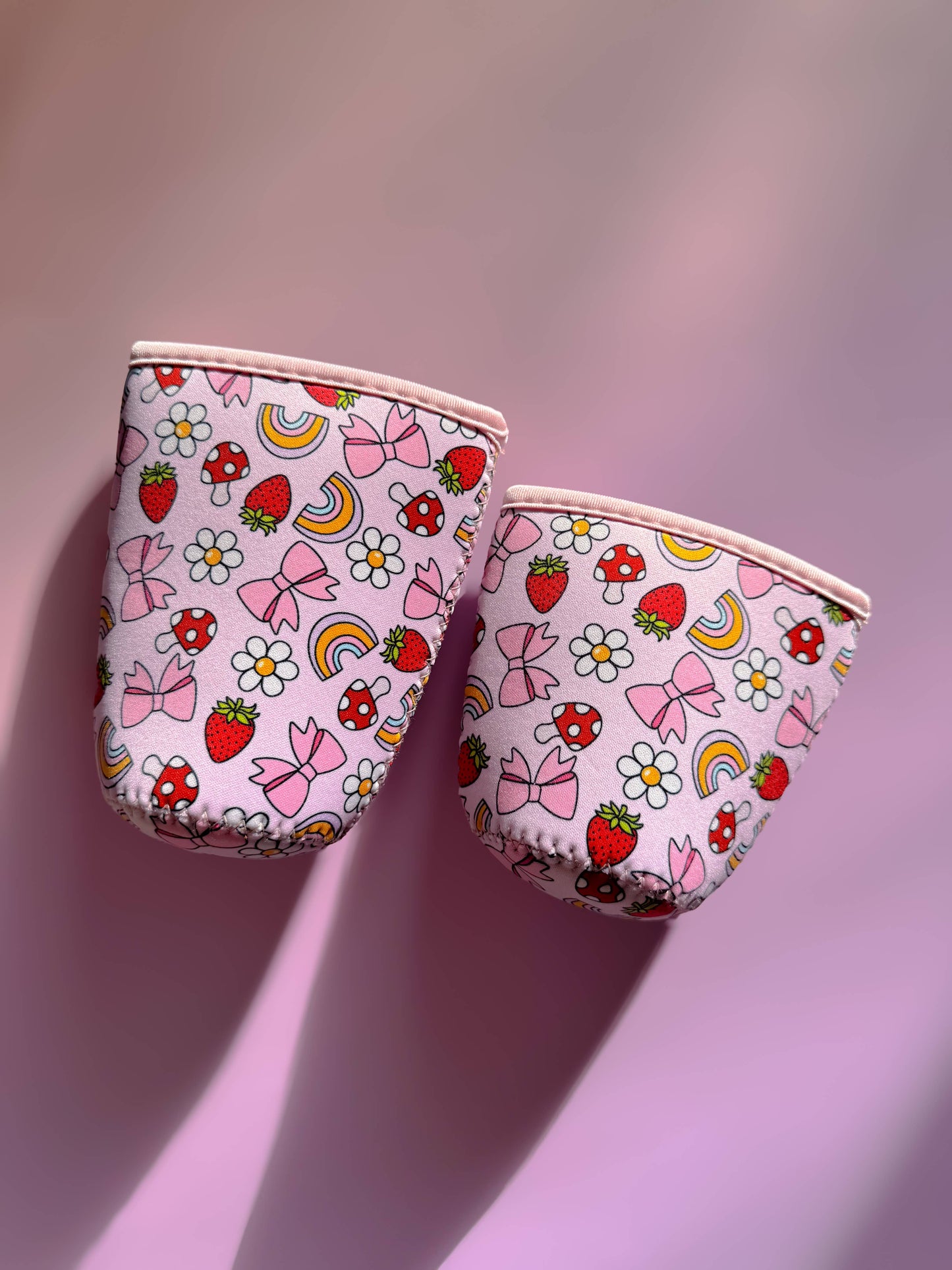 Mushroom and rainbows iced Coffee sleeve, Koozie