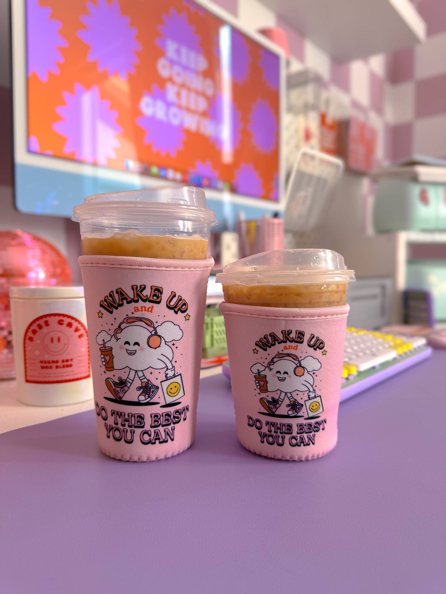 Wake up and do your best coffee sleeve, iced coffee Koozie