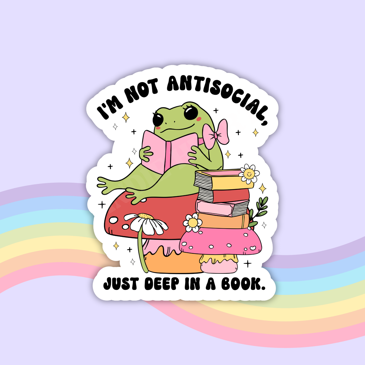Antisocial Bookish Frog sticker