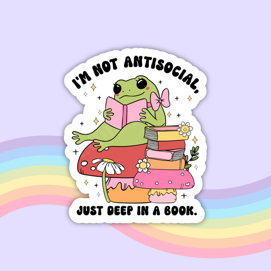 Antisocial Bookish Frog sticker