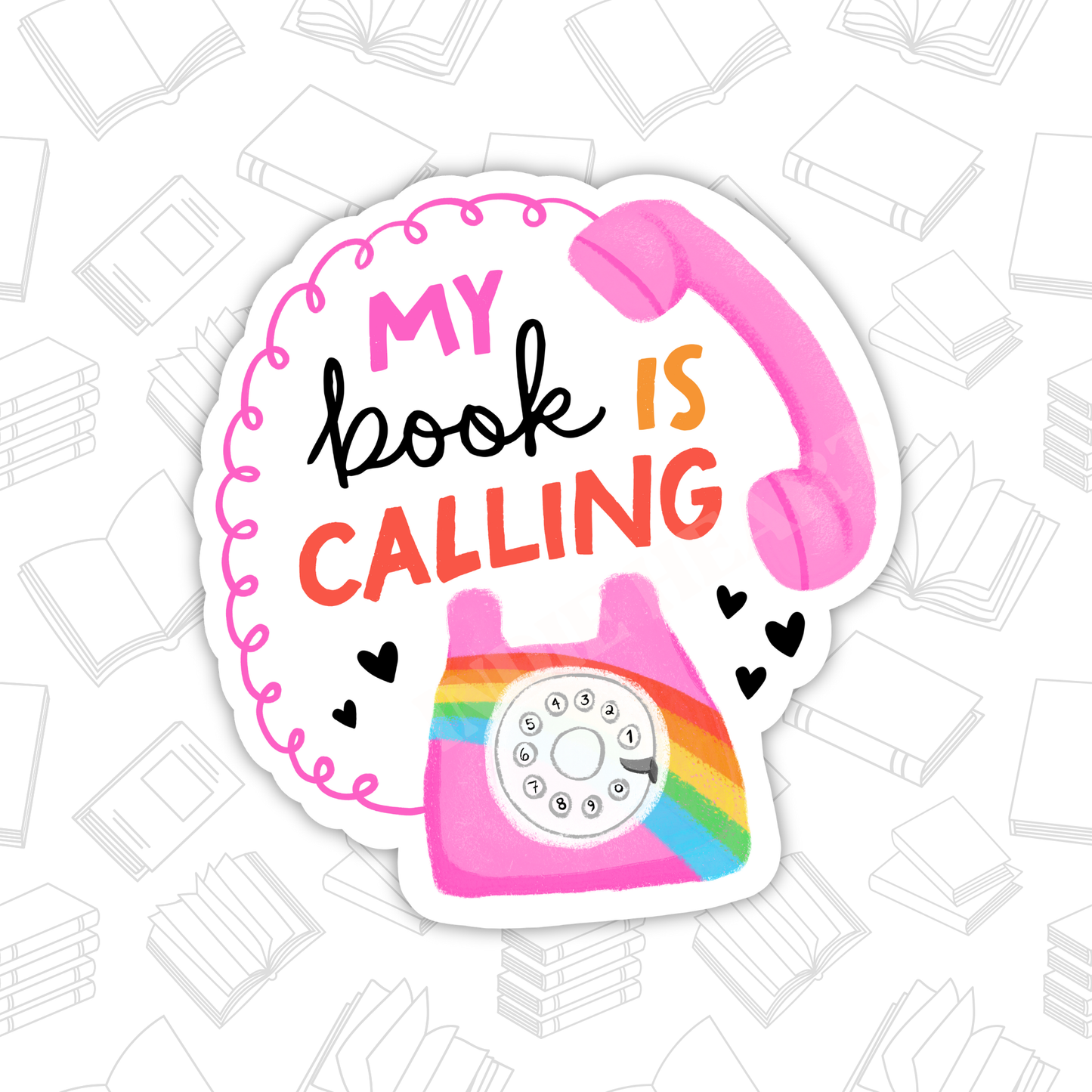 My Book Is Calling Sticker