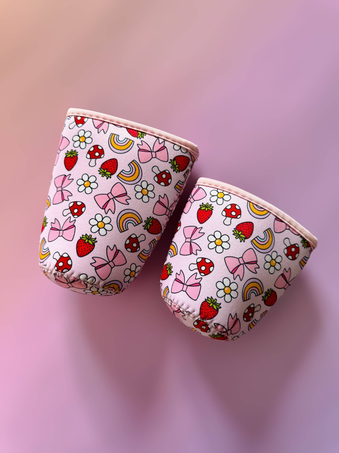 Mushroom and rainbows iced Coffee sleeve, Koozie