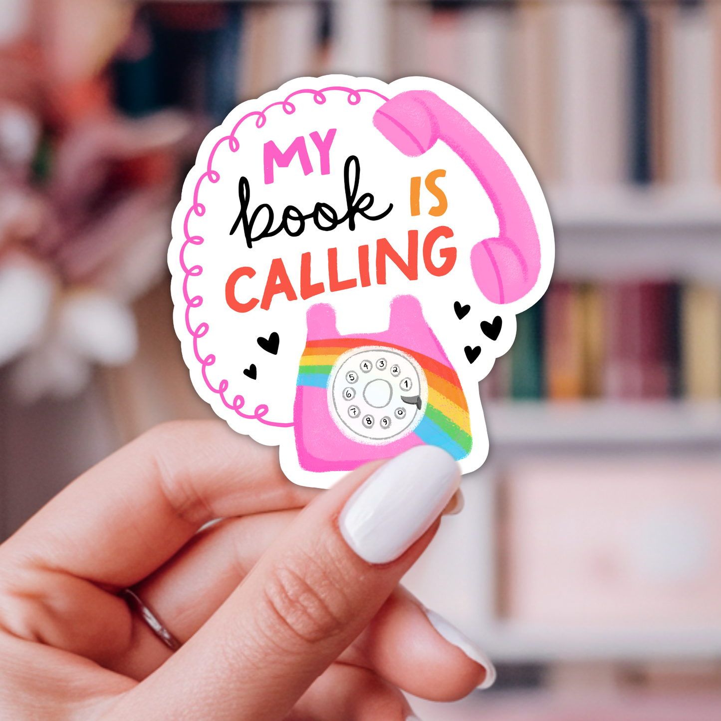 My Book Is Calling Sticker