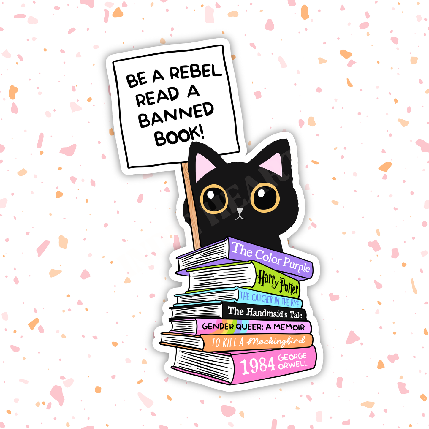 Banned Books Rebel Cat Sticker