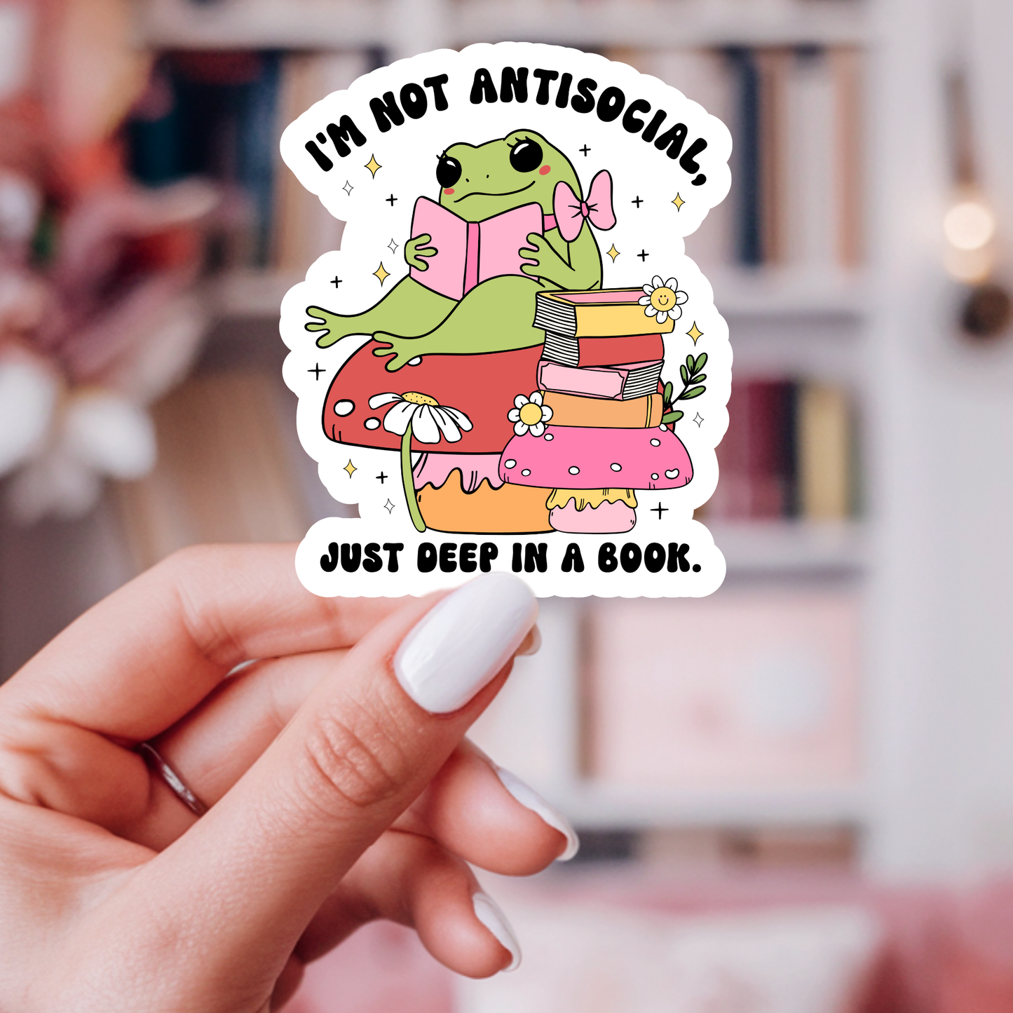 Antisocial Bookish Frog sticker