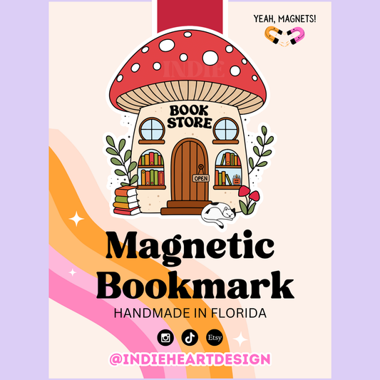 Cottagecore Mushroom Bookstore Magnetic Bookmark 