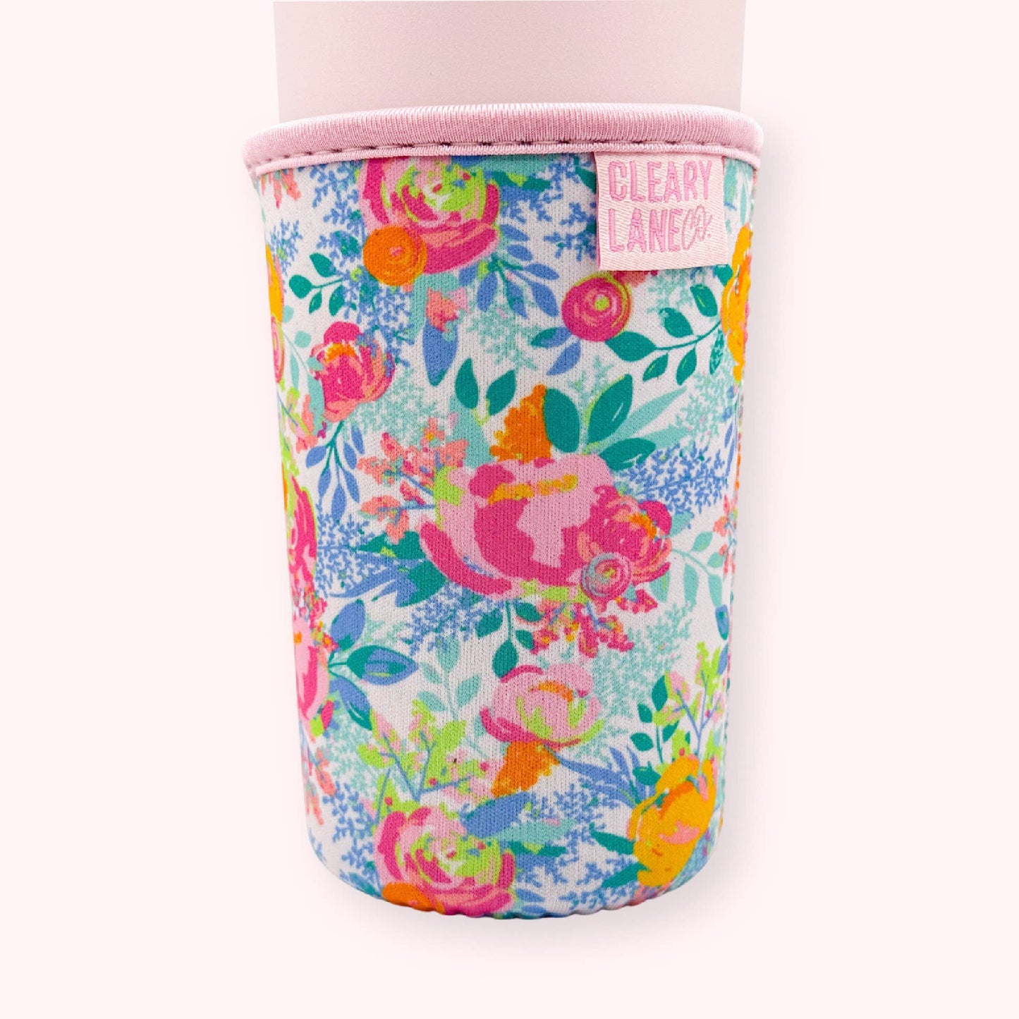 Blush Rainbow Blossoms Coffee Cup Sleeve