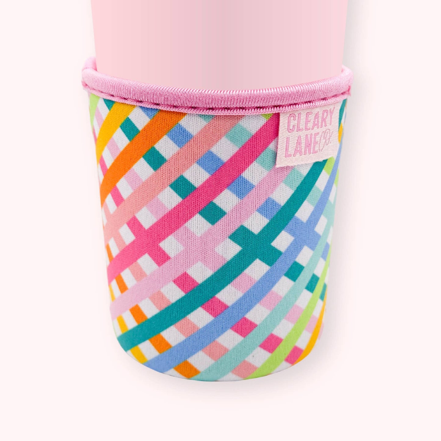 Blush Rainbow Cross Stitch Coffee Cup Sleeve