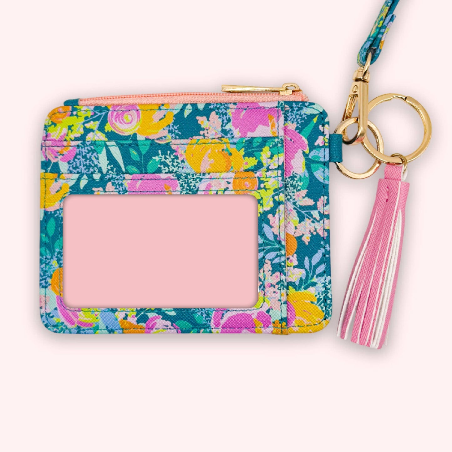 Wallet Keychain | Emerald Rainbow Blossoms