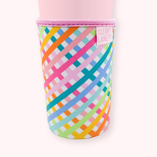 Blush Rainbow Cross Stitch Coffee Cup Sleeve