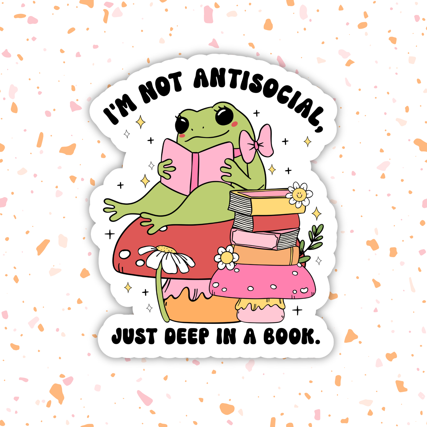 Antisocial Bookish Frog sticker