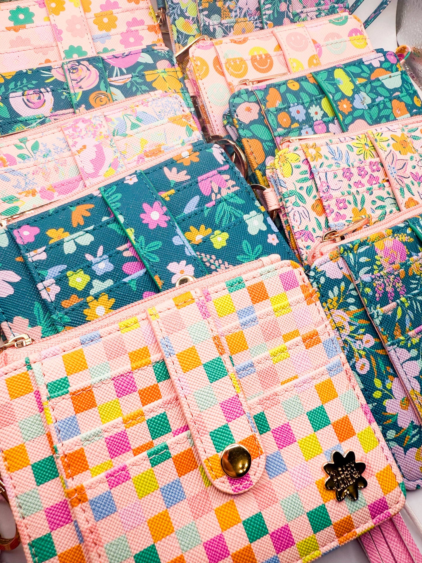 Wallet Keychain | Emerald Rainbow Blossoms